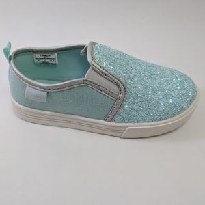 Osh Kosh girls mint color glitter sparkles slip on shoe Size 9 NIB Brand New